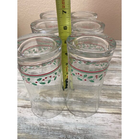 Arby’s 1987 Christmas Collection Glasses Set of 6 Holly Berry Tumblers Libbey - Picture 8 of 8